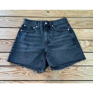 NWT Madewell Relaxed Mid Length Denim Shorts Size 23 Women’s Black